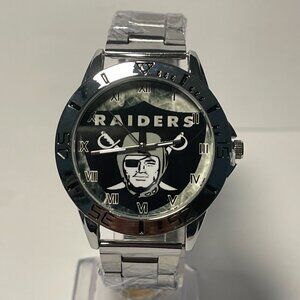 Las Vegas Raiders NFL Team Logo Men's Stainless-Steel Silver Watch NEW